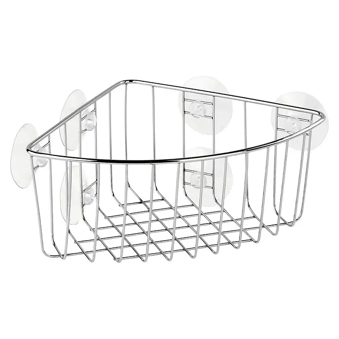 Tatay Cesta de baño angular adhesiva - 19 x 19 x 10 cm, Cromo