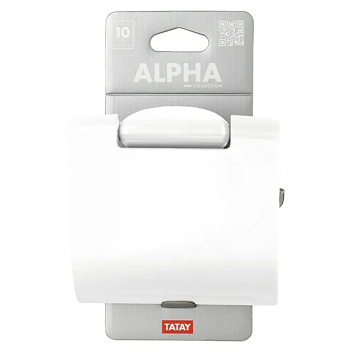 Tatay Alpha Portarrollos papel higiénico - Con tapa, Blanco, Cromo, Plástico