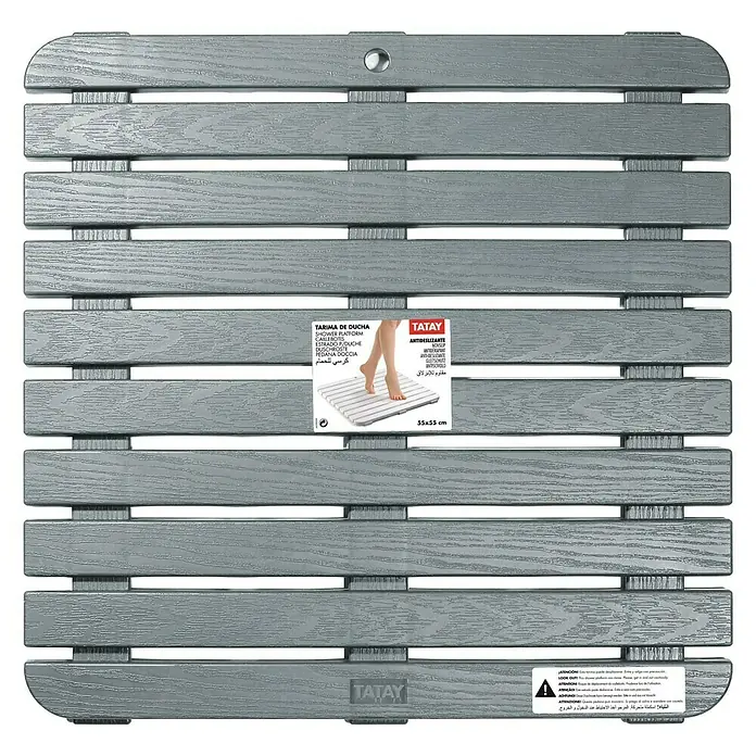 Tatay Tarima de baño - 55 x 55 cm, Gris