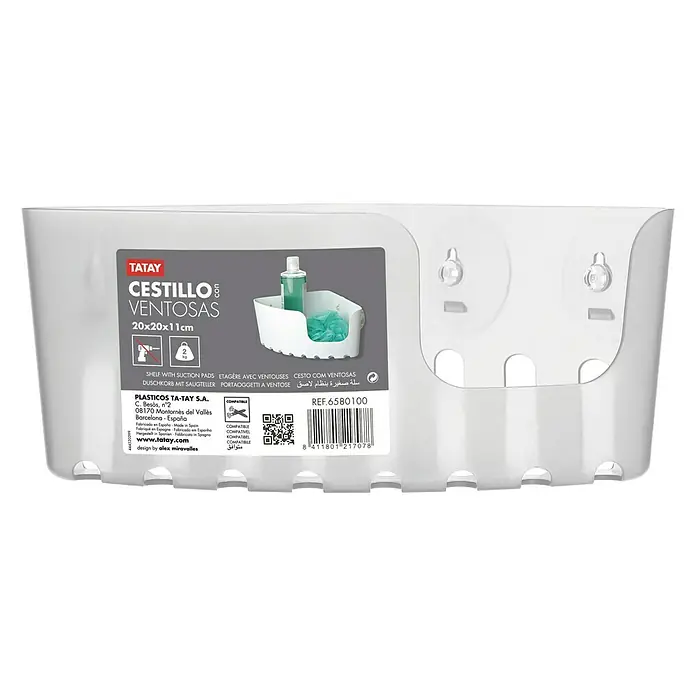 Tatay Cesta de baño angular Standard - 20 x 20 x 11 cm, Transparente