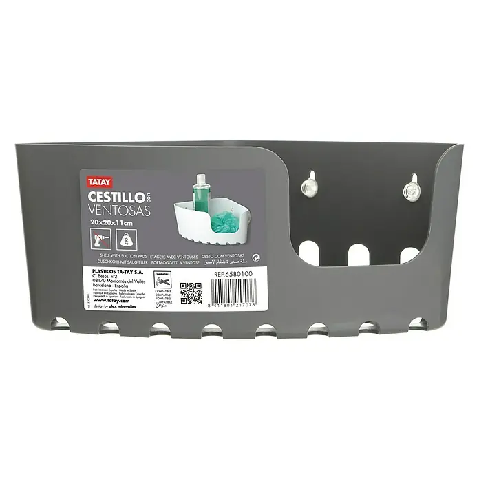 Tatay Cesta de baño angular Standard - 20 x 20 x 11 cm, Gris
