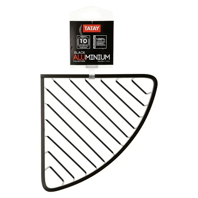 Tatay Aluminium Cesta de baño angular - 20 x 20 x 11,5 cm, Negro