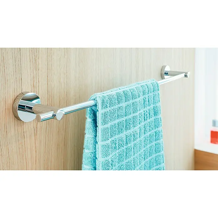 Tesa Hukk Badetuchstange Smooz - Breite: 64 cm, Chrom, Glänzend