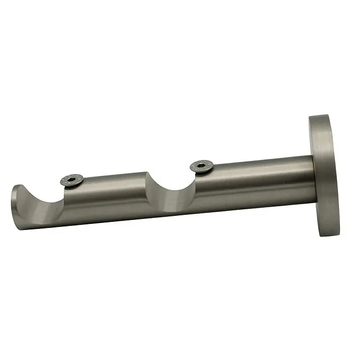 Expo Ambiente Doppelträger Turn - Edelstahloptik, Geeignet für: Gardinenstangen Ø 20 mm, Länge: 13,4 cm - Vorderansicht