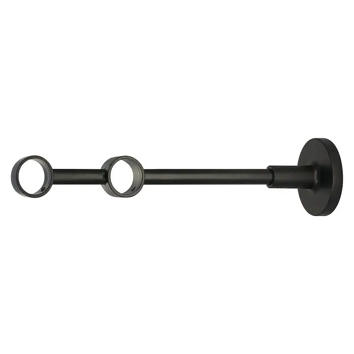 Expo Ambiente Dubbele steun Wire - Zwart, Geschikt voor: Gordijnroedes Ø 20 mm, Lengte: 21 cm - Vooraanzicht