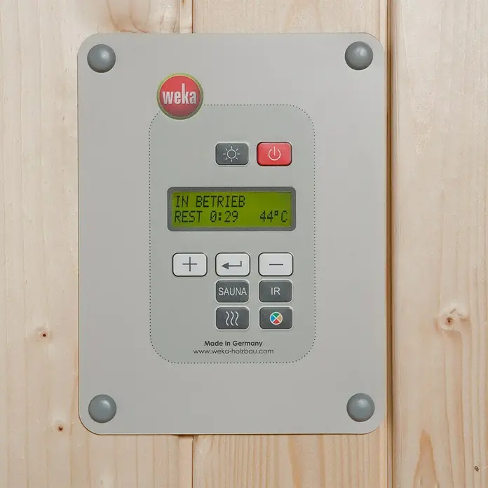 Weka Elementsauna Sara 1 - Mit 7,5 kW Bio-Ofen mit externer Steuerung, Material Tür: Ganzglas, 194 x 194 x 199 cm