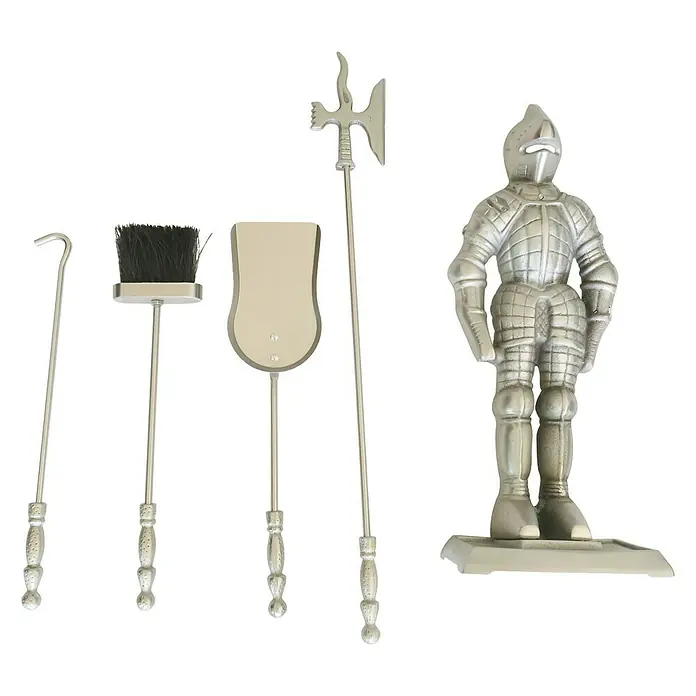 Kaminbesteck Knight - 4 -tlg., Silber, Höhe: 74 cm - Vorderansicht