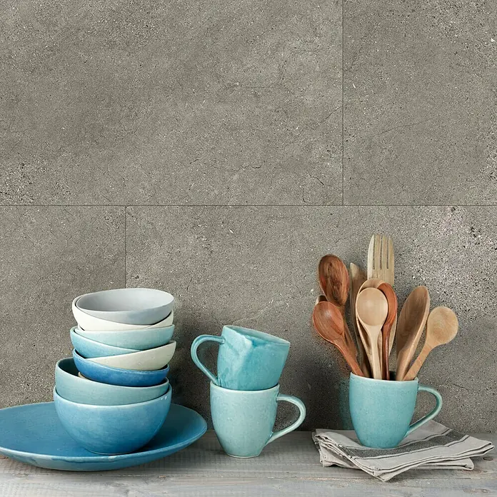 Grosfillex Revestimiento de pared GX Wall+ Grey Slate - 30 x 60 cm, Gris cemento, Tipo de acabado: Estructurado