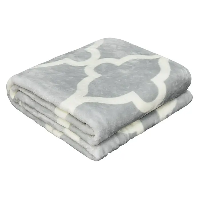 Plaid Maria - Gris/Blanco, 160 x 130 cm, 100% poliéster