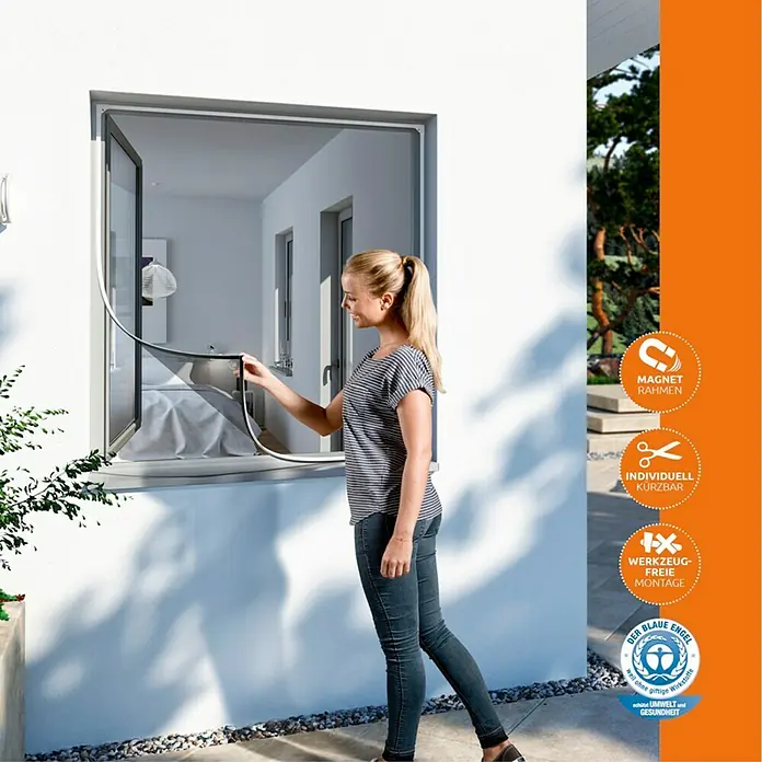 Windhager Insektenschutz-Magnetrahmen Komplettset - B x H: 100 x 120 cm, Farbe Rahmen: Weiß, Magnetbefestigung, Glasfaserverstärkter Kunststoff (GfK)