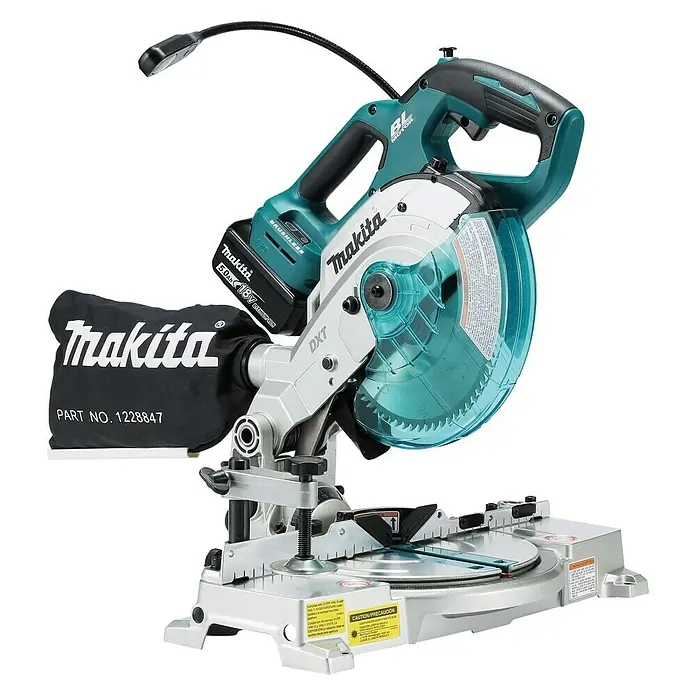 Makita Akku-Kapp- & Gehrungssäge DLS600Z - 18 V, Ohne Akku, Leerlaufdrehzahl: 5.000 U/min - Vorderansicht