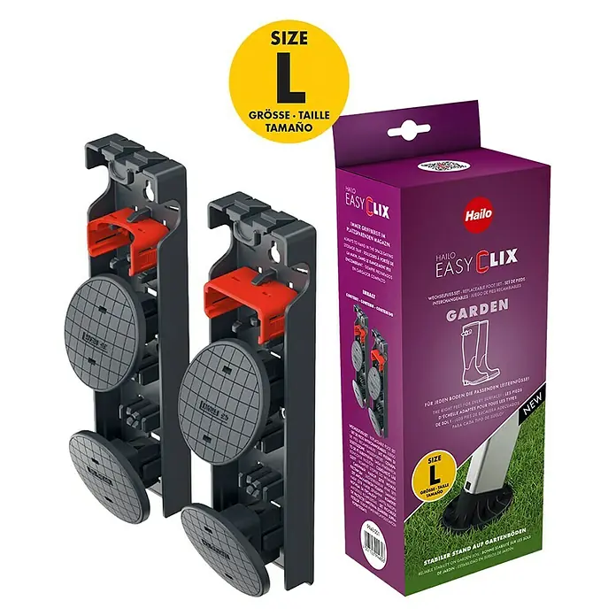Hailo Wechselfuß-Set Easy Clix Garden L - Passend für: Hailo Stufenstehleitern (ab Baujahr 2015) - Linke Seitenansicht