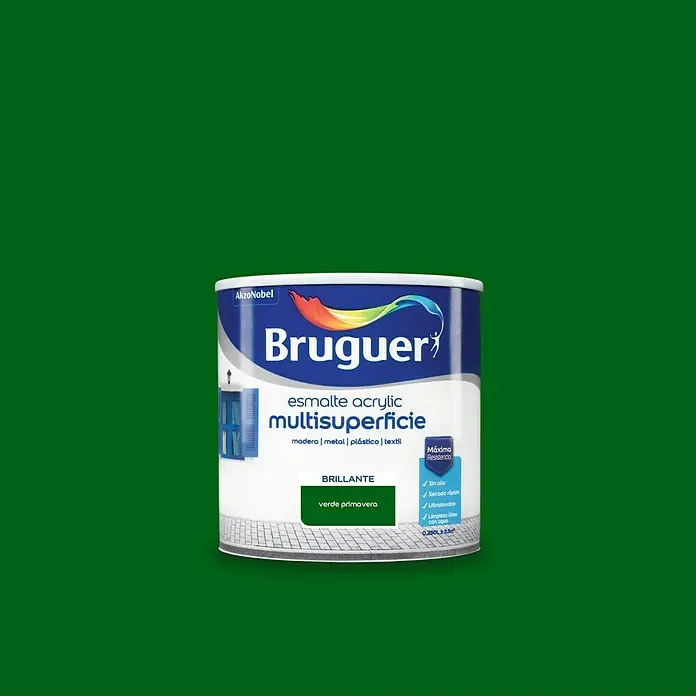 Bruguer Esmalte de color Acrylic multisuperficie - Verde primavera, 250 ml, Brillante