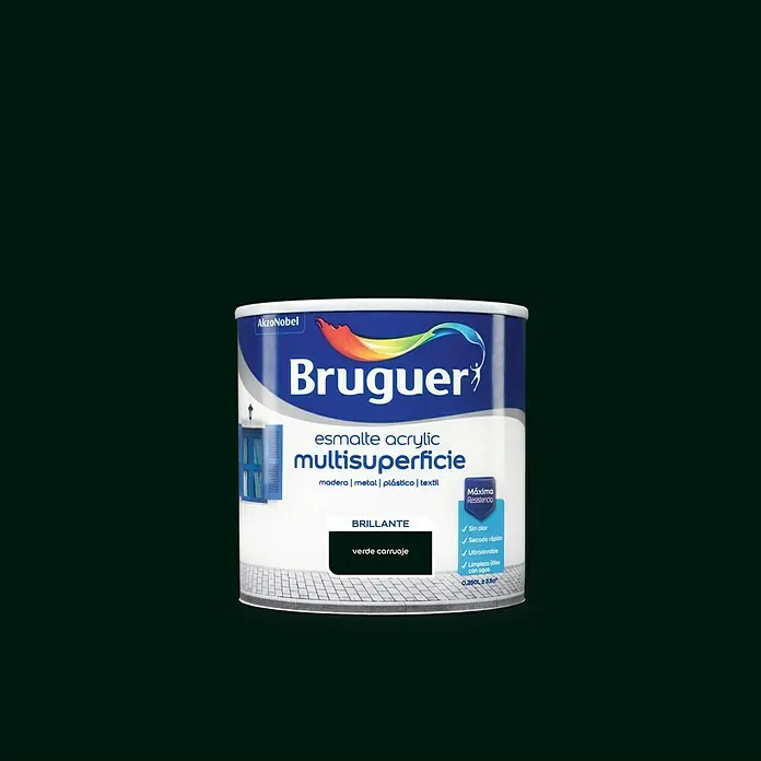 Bruguer Esmalte de color Acrylic multisuperficie - Verde carruaje, 250 ml, Brillante