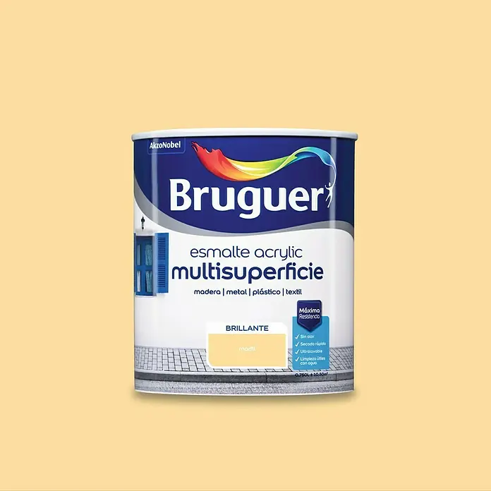 Bruguer Esmalte de color Acrylic multisuperficie - Marfil, 750 ml, Brillante