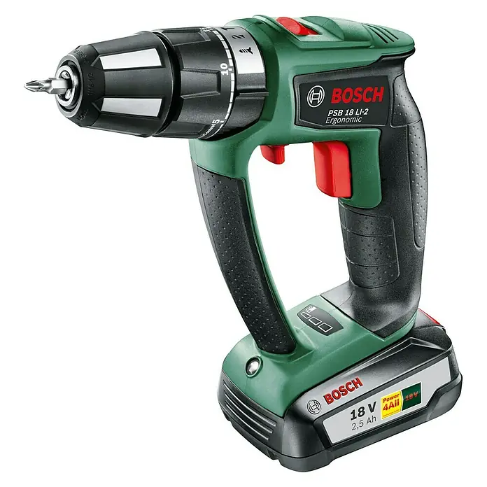 Bosch 18 V Power for All Akku-Schlagbohrschrauber PSB 18 LI-2 Ergonomic - 18 V, 2,5 Ah, 0 U/min - 1.400 U/min - Detailaufnahme