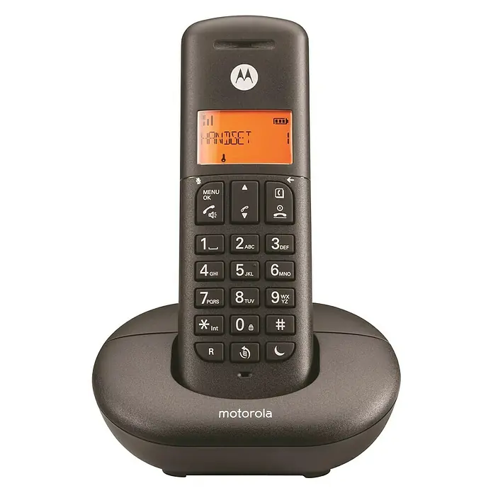 Motorola Teléfono inalámbrico E201 - Rellamada, Negro