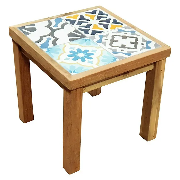 Mesa auxiliar de jardín Saida - L x An: 45 x 45 cm, Natural