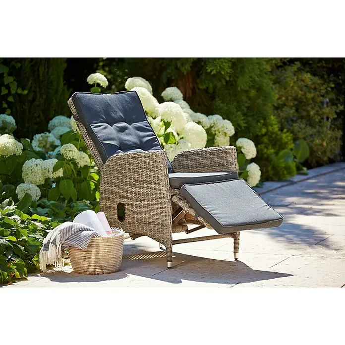 Sunfun Pauline Vrtna fotelja - Š x D x V: 68 x 60 x 108 cm, Antracit, Bambus Grey, Nožni dio može se rasklopiti - Živopisni prikaz