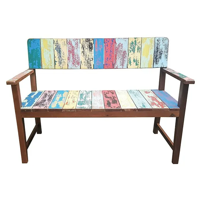 Sunfun Gartenbank aus Bootsplanken - B x T x H: 124 x 60 x 88 cm, Used-Look kräftig