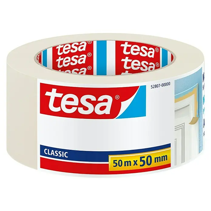 Tesa Classic Maler-Kreppband - 50 m x 50 mm - Vorderansicht