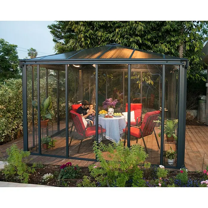 Palram – Canopia Gartenpavillon Ledro 3600 - L x B: 360 x 360 cm, Anthrazit, Bronze - Stimmungsaufnahme