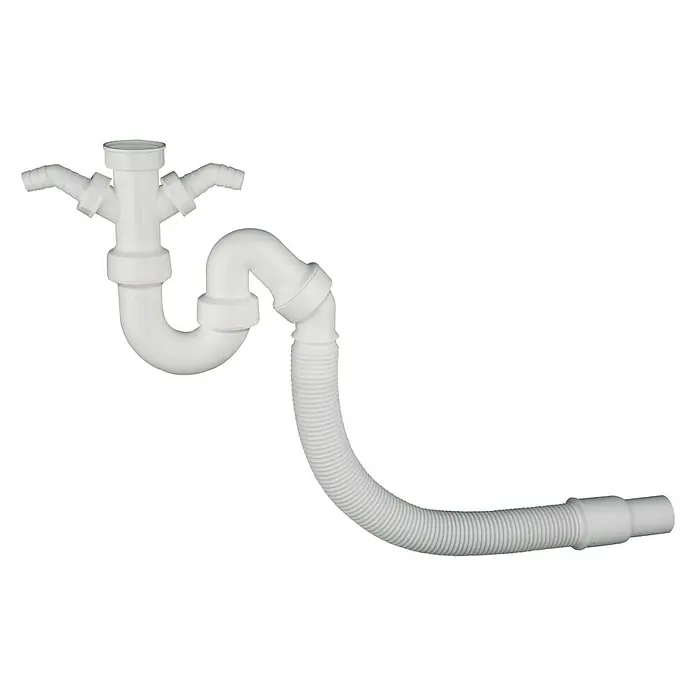 Spültisch-Siphon - 1½″, DN 40/DN 50, Klemmen - Vorderansicht