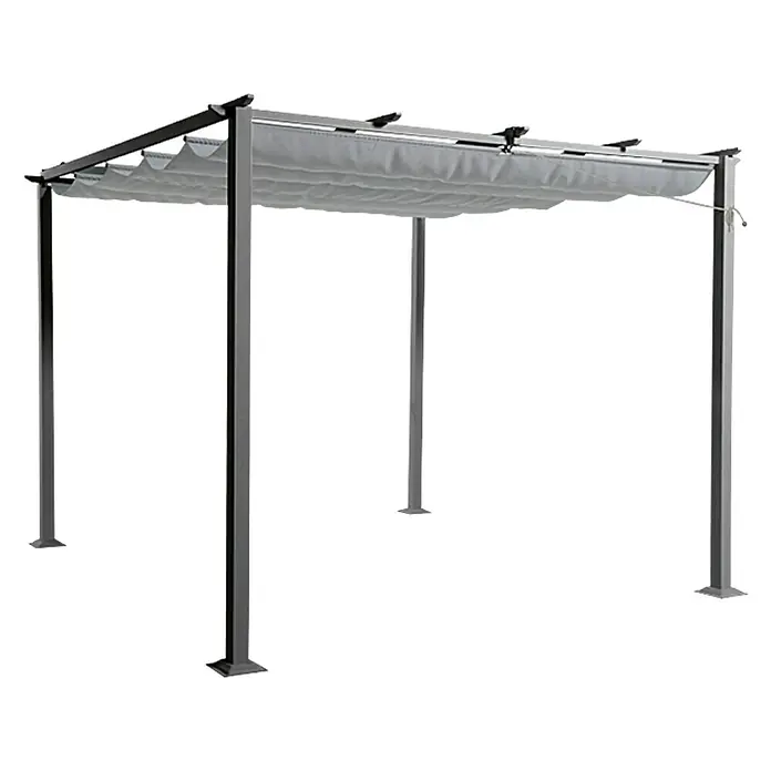 Sunfun Jakarta Pérgola con toldo corredero Jakarta II - 300 x 300 x 230 cm, Gris oscuro, Factor de protección: UV 50+