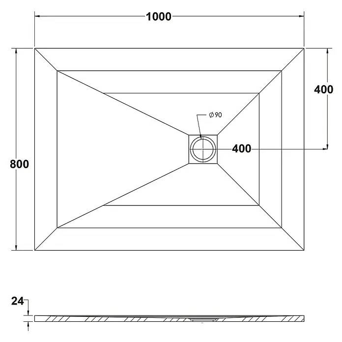 Ottofond Duschwanne Rosario - L x B: 100 x 80 cm, Verbundwerkstoff, Anthrazit