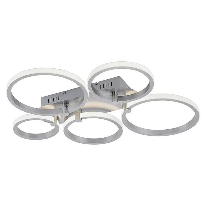 LeuchtenDirekt LED-Deckenleuchte Johanna - 48 W, L x B x H: 66 x 55 x 6,6 cm, Silber, Warmweiß