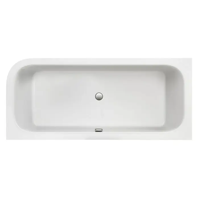 Ottofond Badewanne Bonita - 180 x 80 cm, Rechtsseitig, Mit Ab- & Überlaufgarnitur & Wannenrandarmatur, Sanitäracryl, Weiß - Ansicht von oben