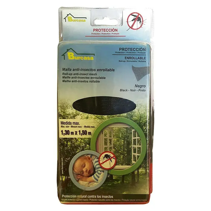 Mosquitera enrollable - An x Al: 150 x 130 cm, Color tejido: Negro