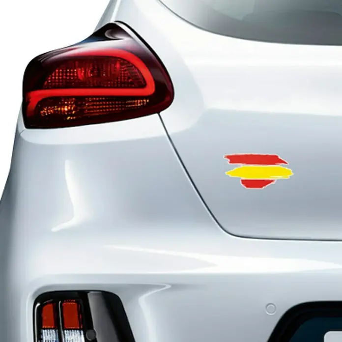 Etiqueta adhesiva pincelada España - Bandera - Producto en uso