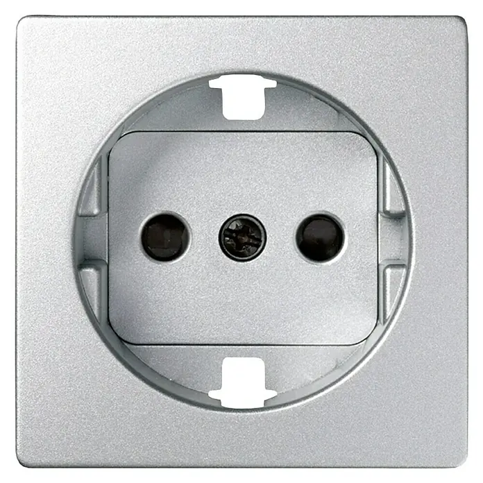Simon 82 Tapa para mecanismo enchufe 2 P+TT - Plateado, Aluminio