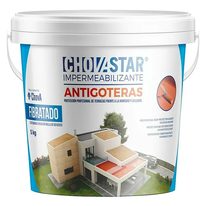 Chova Impermeabilizante ChovASTAR antigoteras fibratado - Rojo, 5 kg