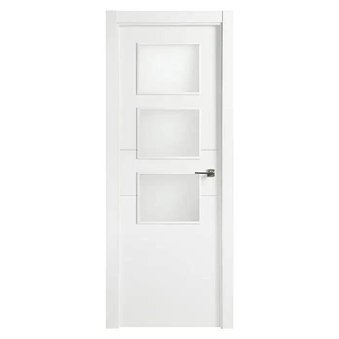 Solid Elements Puerta acristalada Munich - 82,5 x 203 cm, Apertura según normativa: Izquierda, Blanco lacado, Macizo, Vidriera