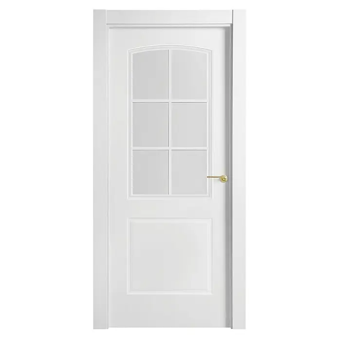 Solid Elements Puerta acristalada Bremen - 62,5 x 203 cm, Apertura según normativa: Izquierda, Blanco lacado, Macizo, Vidriera - Producto en uso