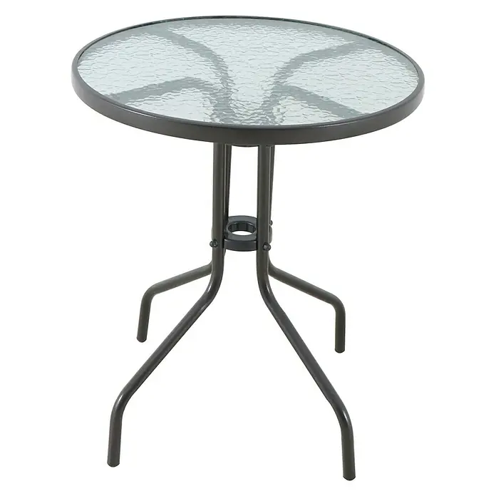 Sunfun Mesa de balcón Maike II - Ø x Al: 60 x 70 cm, Vidrio, Marrón