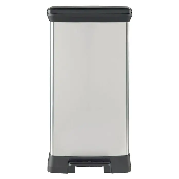 Curver Cubo con pedal Decobin - 50 l, Platino, Rectangular, Plástico