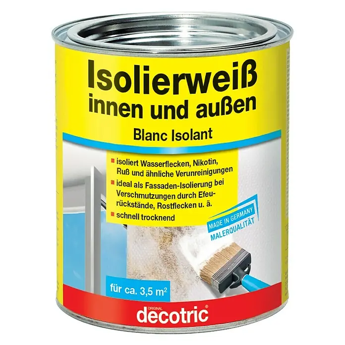 Decotric Isolierfarbe Isolierweiß - 750 ml, Weiß, Matt - Vorderansicht