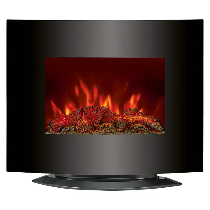 Voltomat HEATING Chimenea eléctrica Curved - 1.800 W, Negro, L x An x Al: 27 x 65 x 56 cm