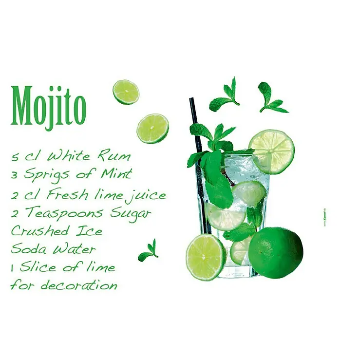 Komar Ukrasna naljepnica - Mojito, Žuto-zeleno, 100 x 70 cm - Pogled s gornje strane