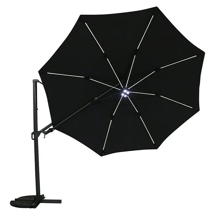 Sunfun Parasol con iluminación LED Kauai - Antracita, Diámetro: 350 cm - Vista frontal