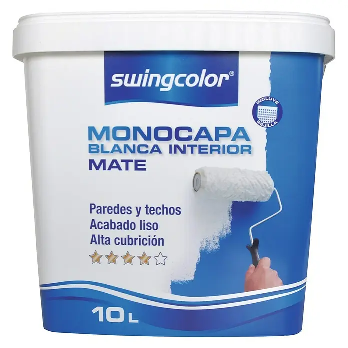 swingcolor Pintura para paredes - Blanco, 10 l, Mate sedoso - Vista frontal