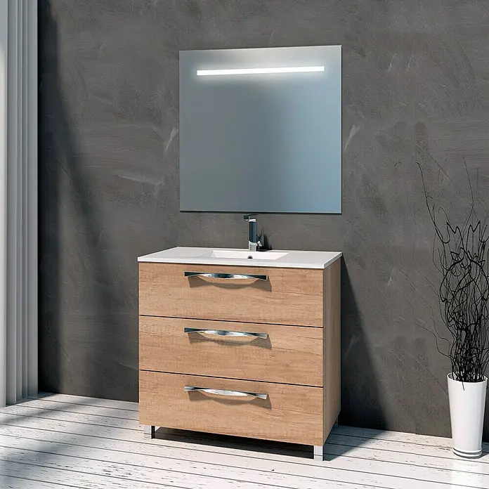 Mueble de lavabo Tree - 46 x 100 x 85 cm, Nature - Foto ambiente