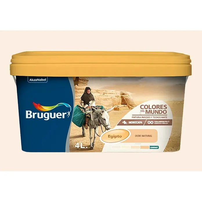 Bruguer Colores del Mundo Pintura para paredes - Egipto matiz de ocre, 4 l, Mate - Vista frontal