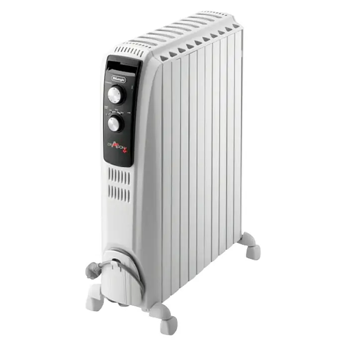 De'Longhi Radiador de aceite Dragon - 2.500 W, Blanco, L x An x Al: 52 x 16 x 65 cm - Vista angular