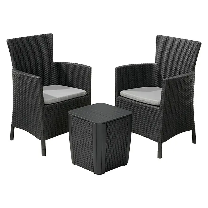 Keter Conjunto de muebles de balcón Iowa - 3 piezas, Grafito