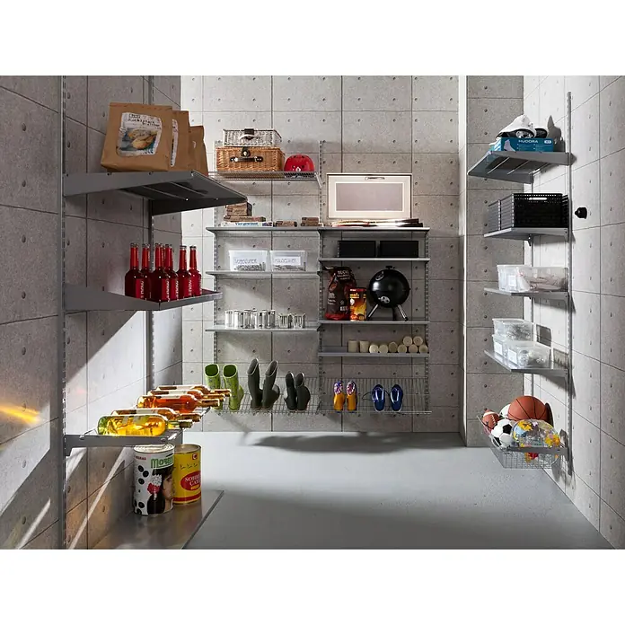 Element System Classic Zidna vodilica EL 32 - Duljina: 206 cm, Bijelo-aluminij, Namijenjeno za: Nosače s rasterom od 32 mm, Sustav s dvama provrtima - Živopisni prikaz