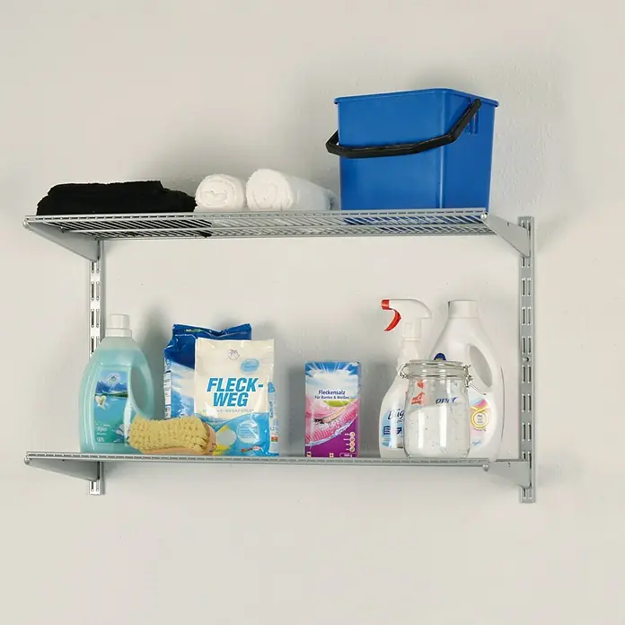 Element System Classic Regal-Set Storage - L x B x H: 33,2 x 82,8 x 49,6 cm, Rastermaß: 50 mm, Traglast: 20 kg/Boden, Weiß/Aluminium - Rechte Seitenansicht
